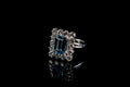 18ct Gold Emerald Cut 1.96ct Aquamarine and Diamond Cluster Ring
