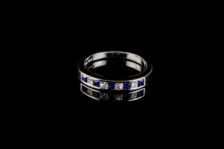 18ct White Gold Sapphire and Diamond Half Eternity Ring