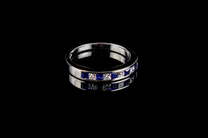 18ct White Gold Sapphire and Diamond Half Eternity Ring