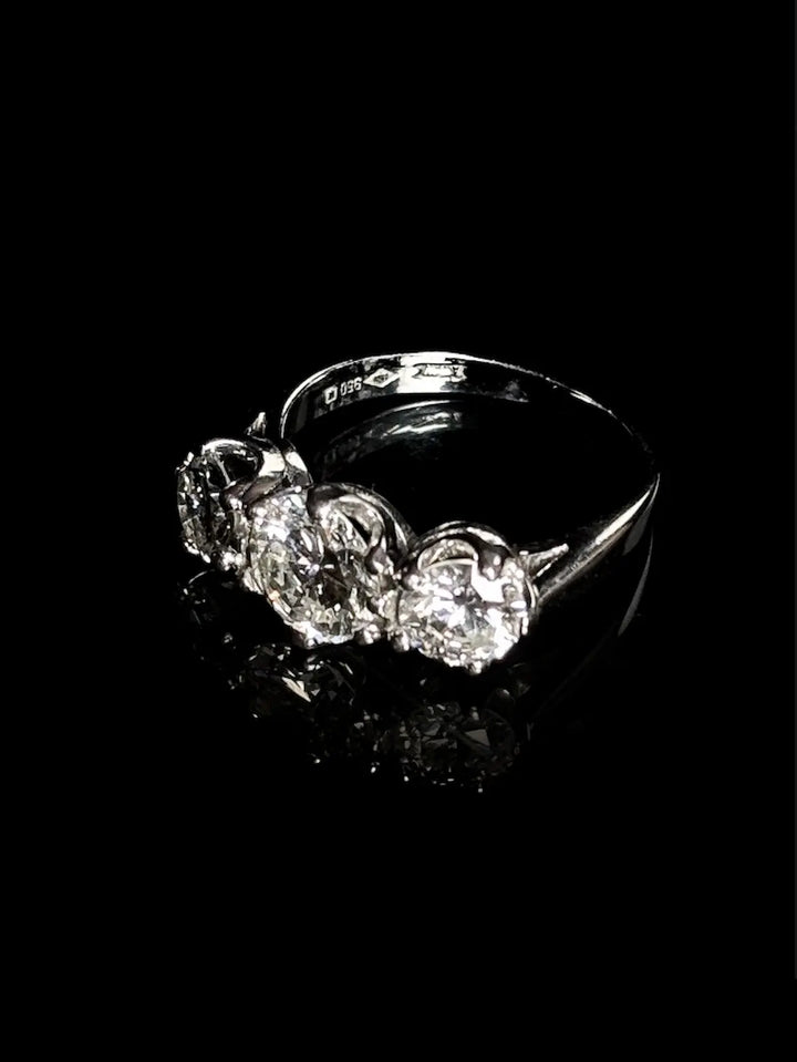 Platinum and 2.7ct Diamond Three Stone Ring