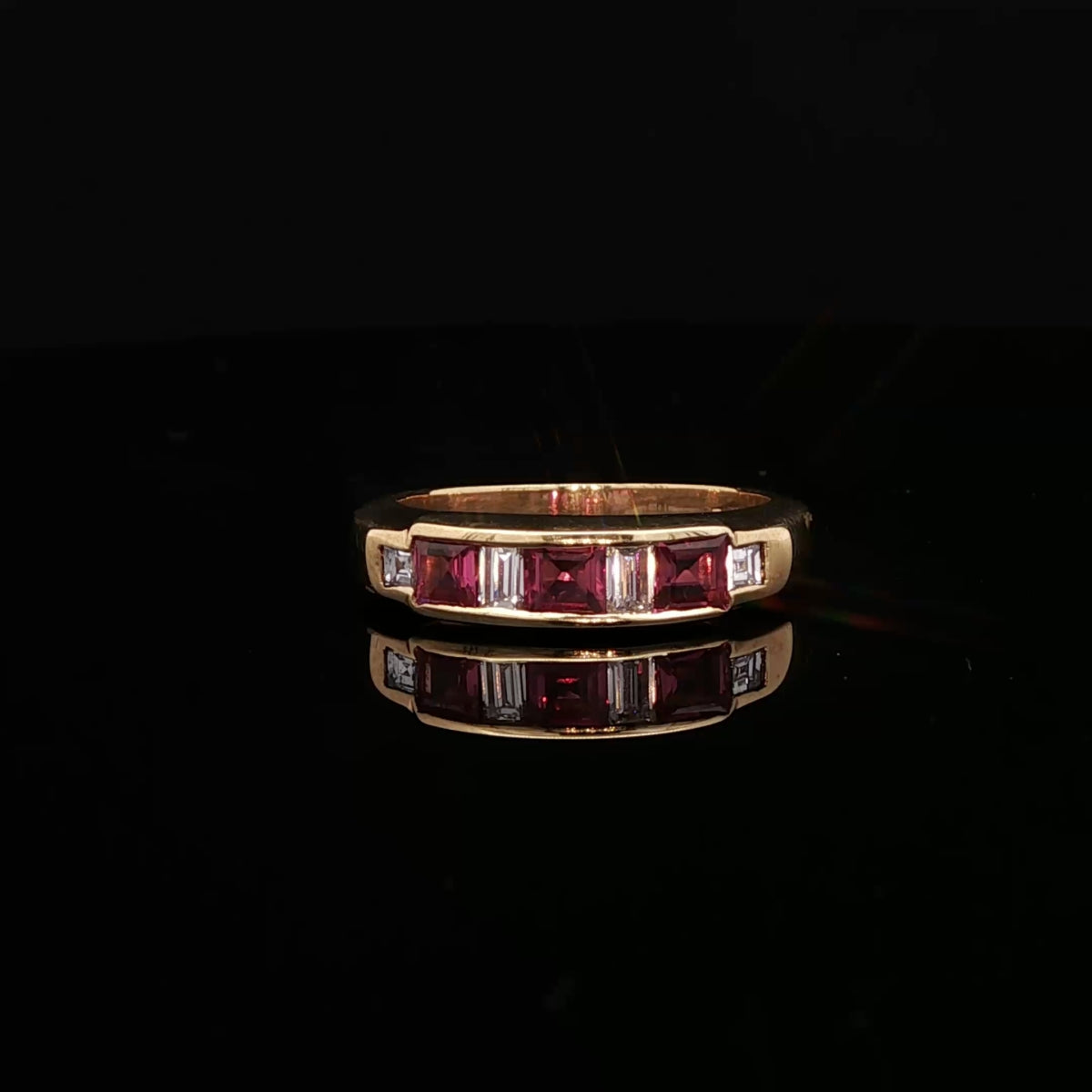 18ct Gold Seven Stone 0.60ct Ruby and Diamond Half Eternity Ring