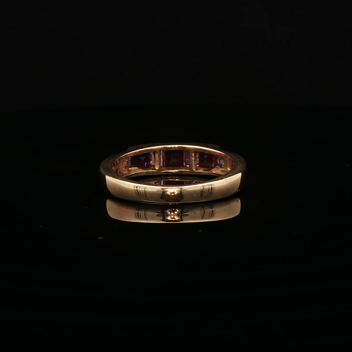 18ct Gold Seven Stone 0.60ct Ruby and Diamond Half Eternity Ring