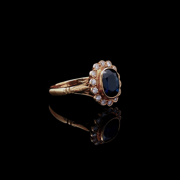 18ct Yellow Gold 1.20ct Sapphire and Diamond Cluster Ring