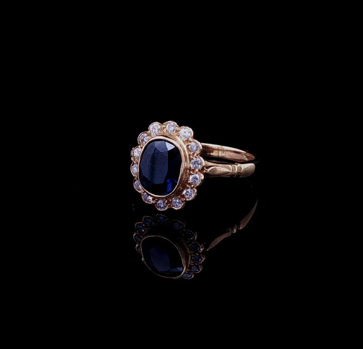 18ct Yellow Gold 1.20ct Sapphire and Diamond Cluster Ring