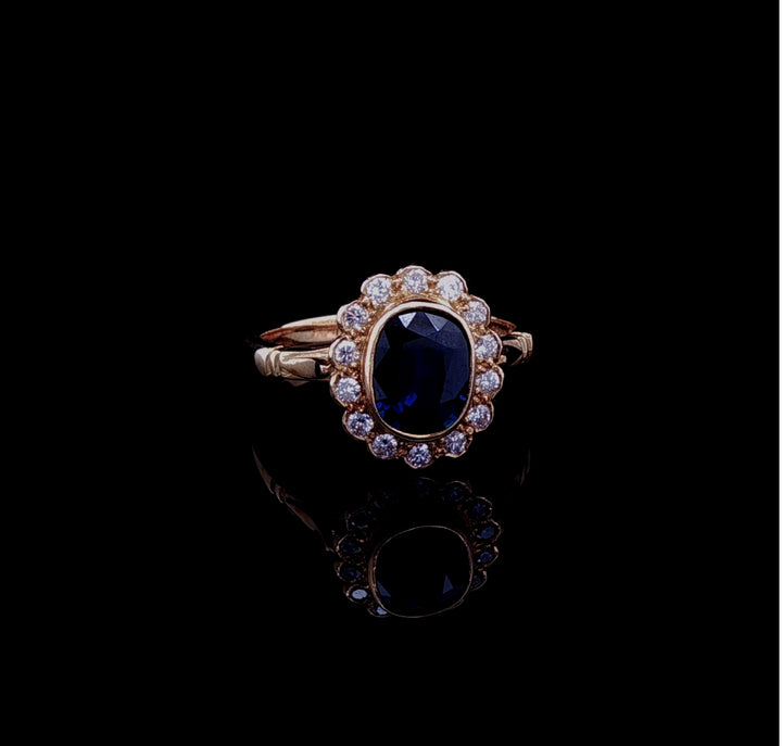 18ct Yellow Gold 1.20ct Sapphire and Diamond Cluster Ring