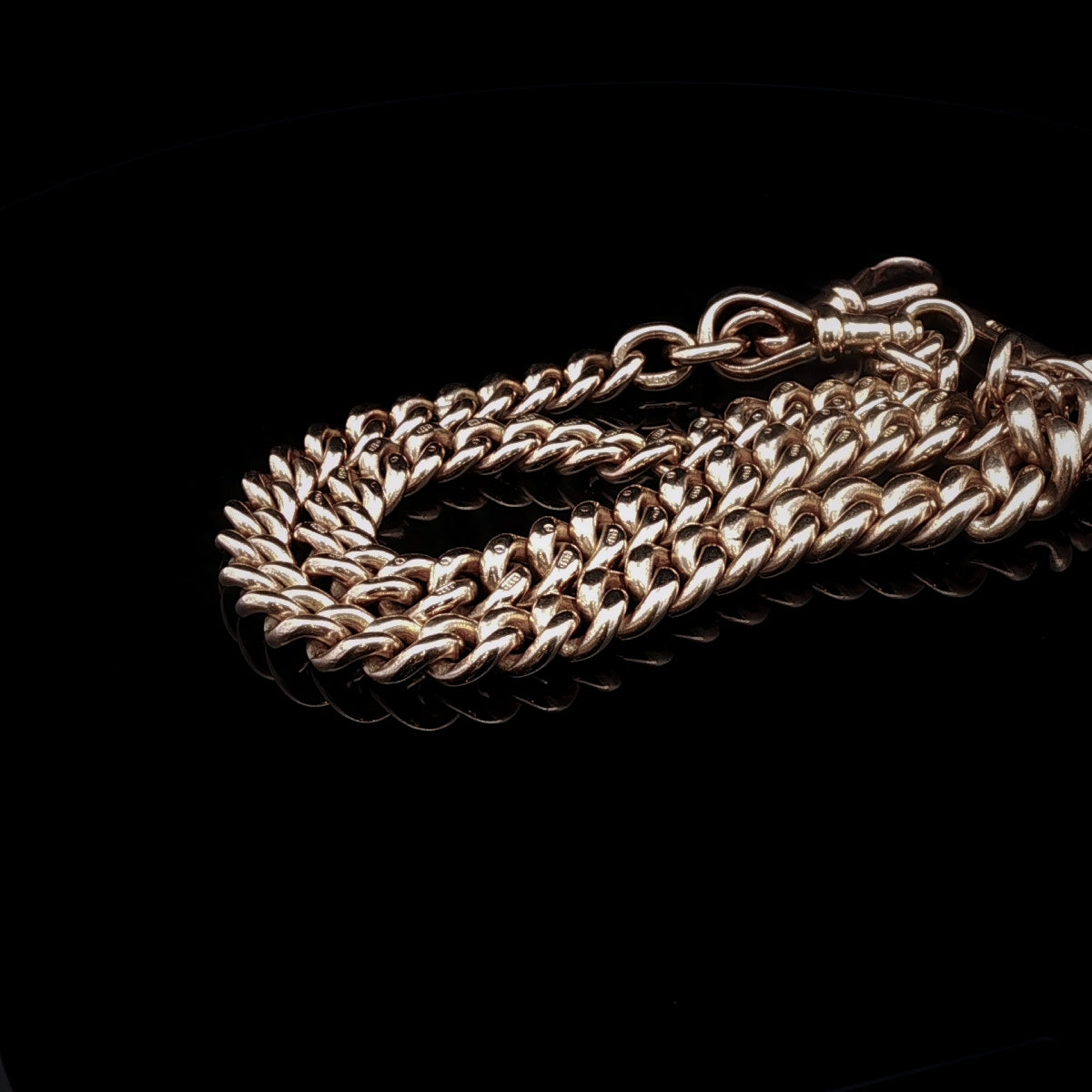 Antique Victorian 9ct Yellow Gold Albert Chain with Bloodstone and Carnelian Fob, Circa 1895
