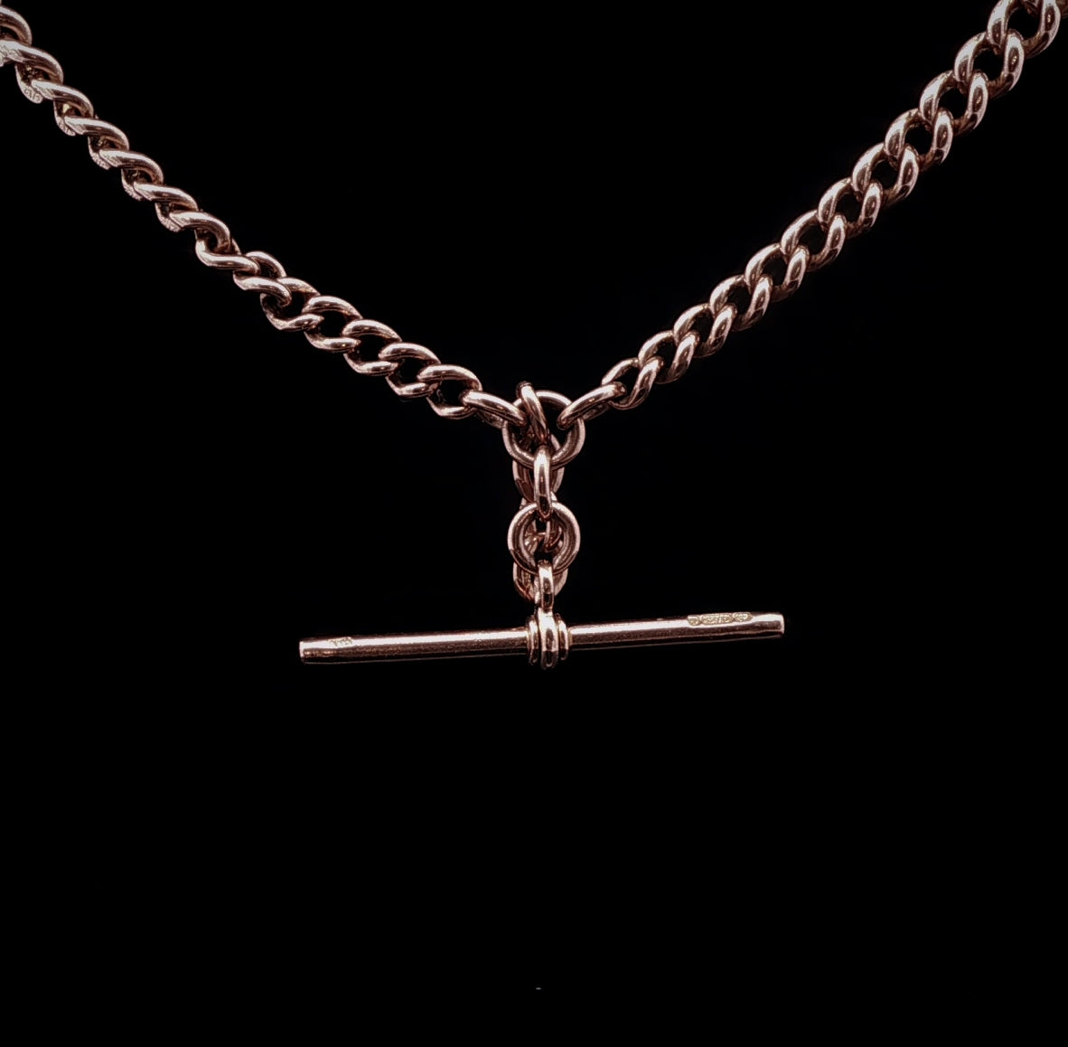 Antique 9ct Rose Gold Double Albert Chain, Circa 1920, 45g