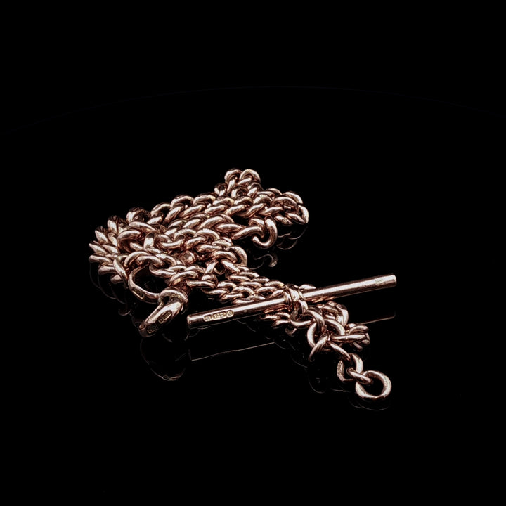 Antique 9ct Rose Gold Double Albert Chain, Circa 1920, 45g