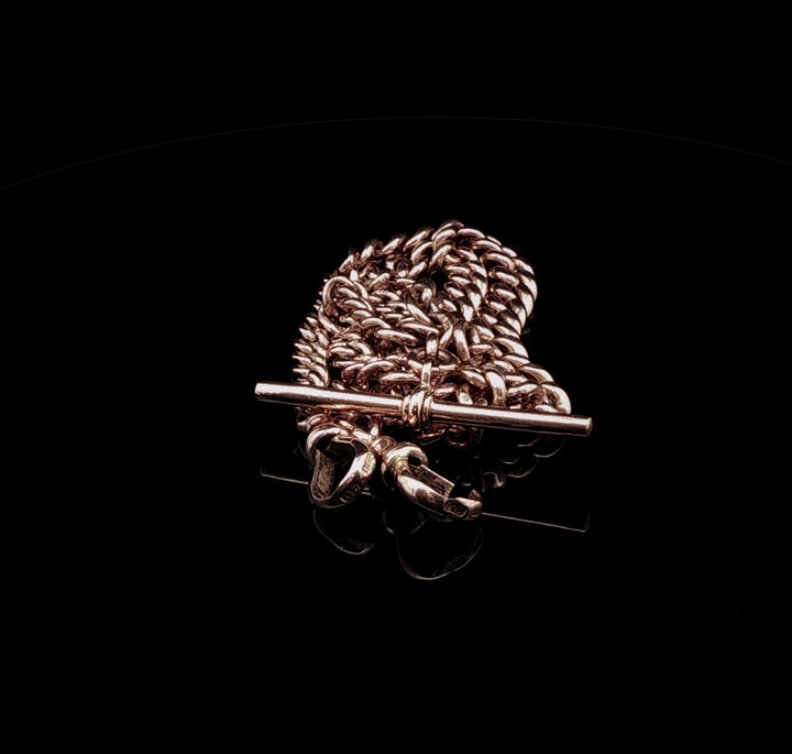 Antique 9ct Rose Gold Double Albert Chain, Circa 1920, 45g