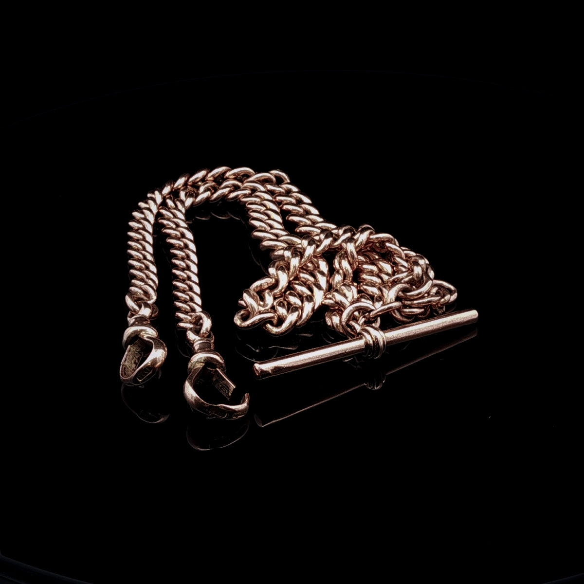 Antique 9ct Rose Gold Double Albert Chain, Circa 1920, 45g