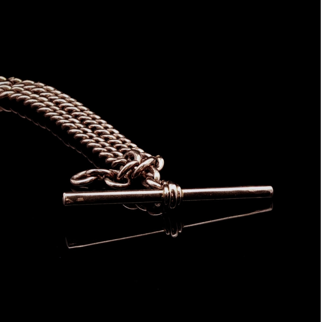 Antique 9ct Rose Gold Double Albert Chain, Circa 1920, 45g