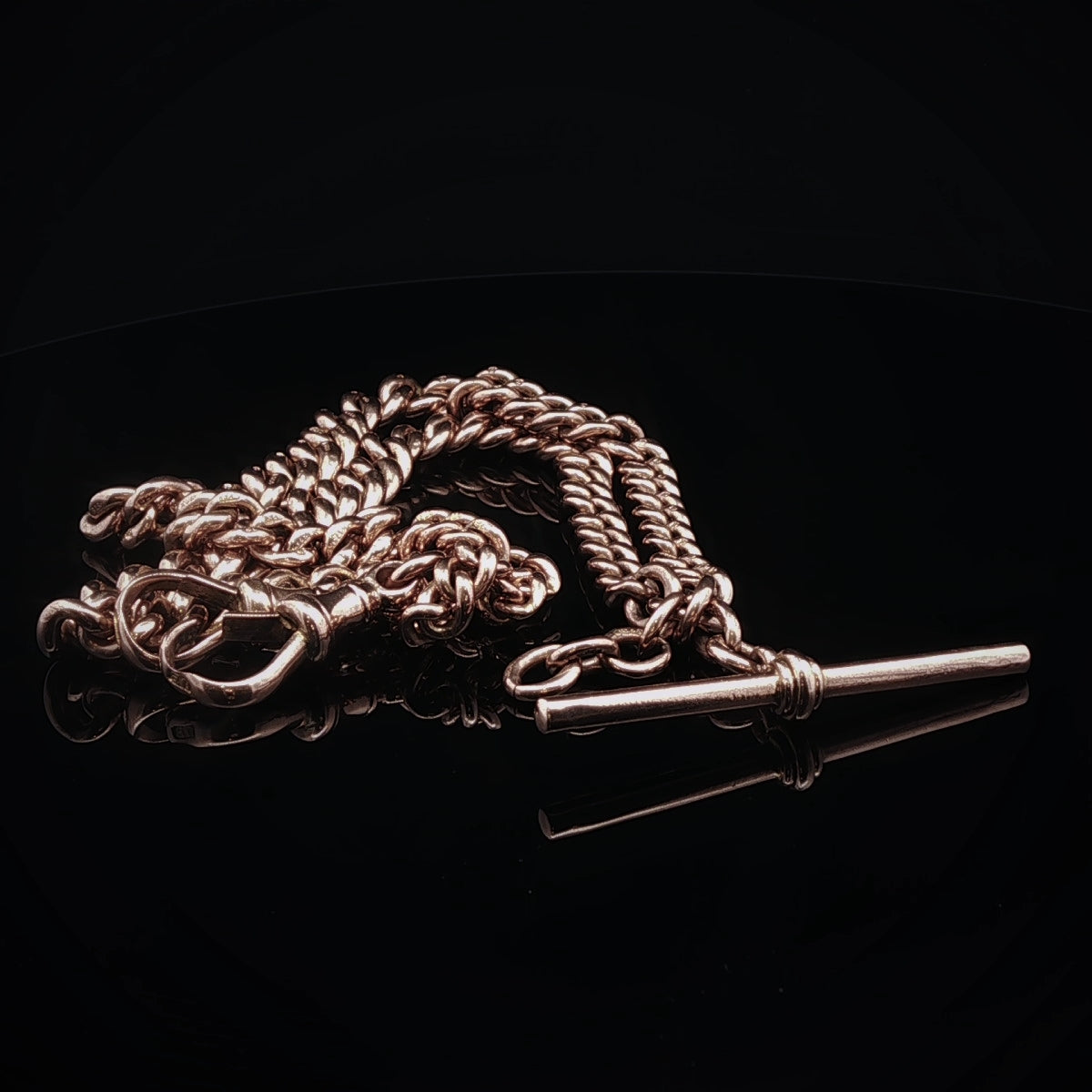 Antique 9ct Rose Gold Double Albert Chain, Circa 1920, 45g