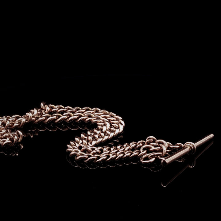 Antique 9ct Rose Gold Double Albert Chain, Circa 1920, 45g