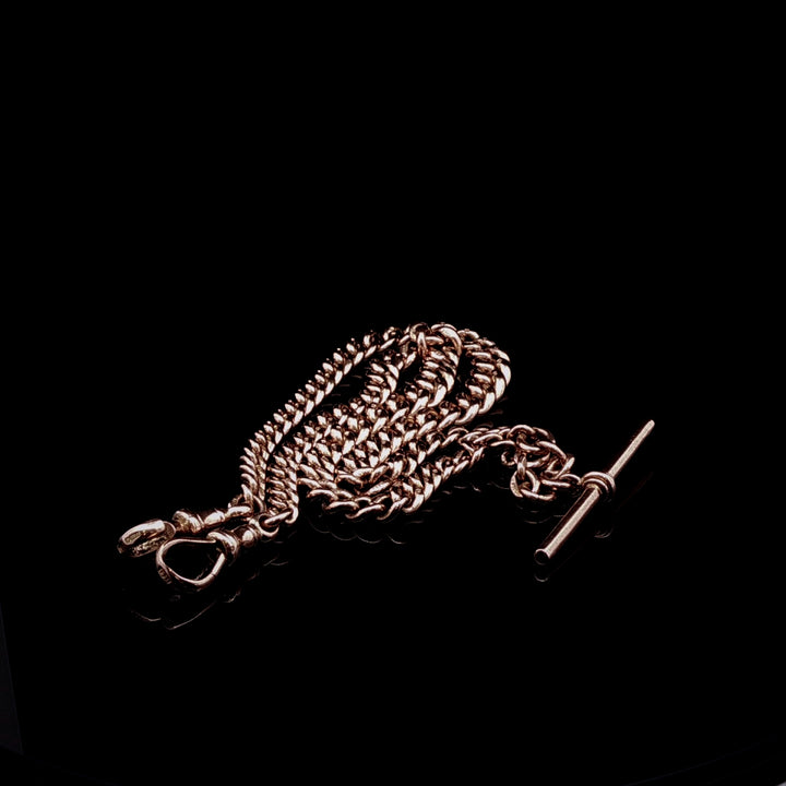 Antique 9ct Rose Gold Double Albert Chain, Circa 1920, 45g
