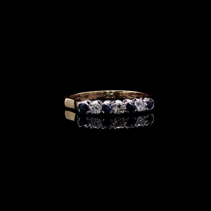 18ct  Gold Sapphire and Diamond Seven Stone Ring