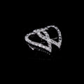 Antique Edwardian Platinum Old Cut Diamond Double Heart Brooch, Circa 1905