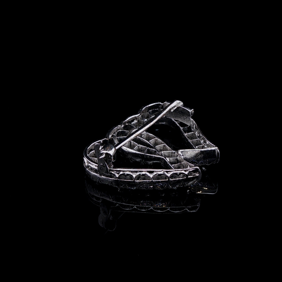 Antique Edwardian Platinum Old Cut Diamond Double Heart Brooch, Circa 1905