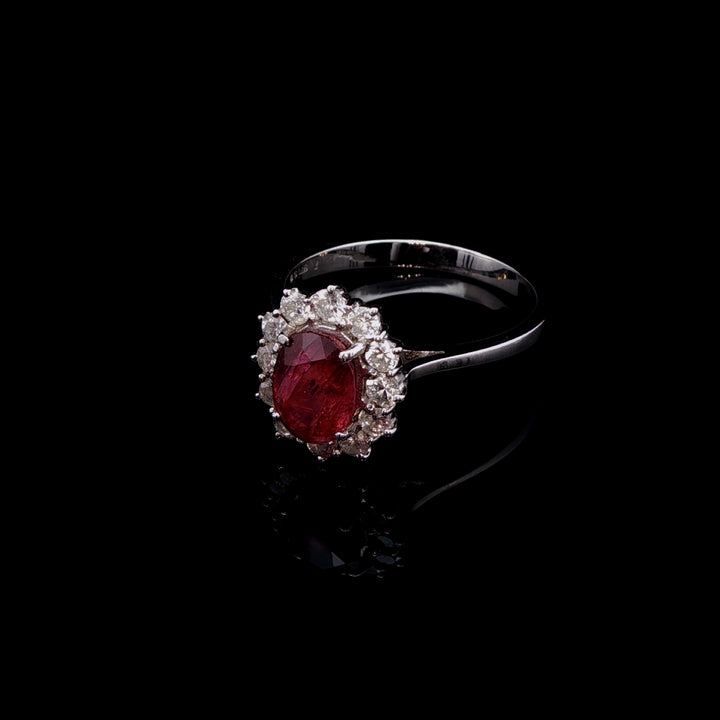 18ct White Gold 0.50ct Ruby and Diamond Cluster Ring
