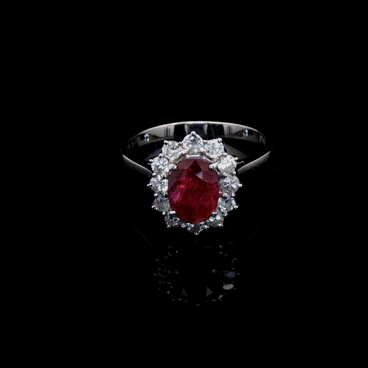 18ct White Gold 0.50ct Ruby and Diamond Cluster Ring