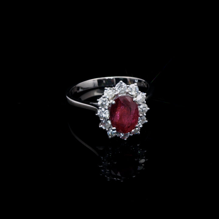 18ct White Gold 0.50ct Ruby and Diamond Cluster Ring