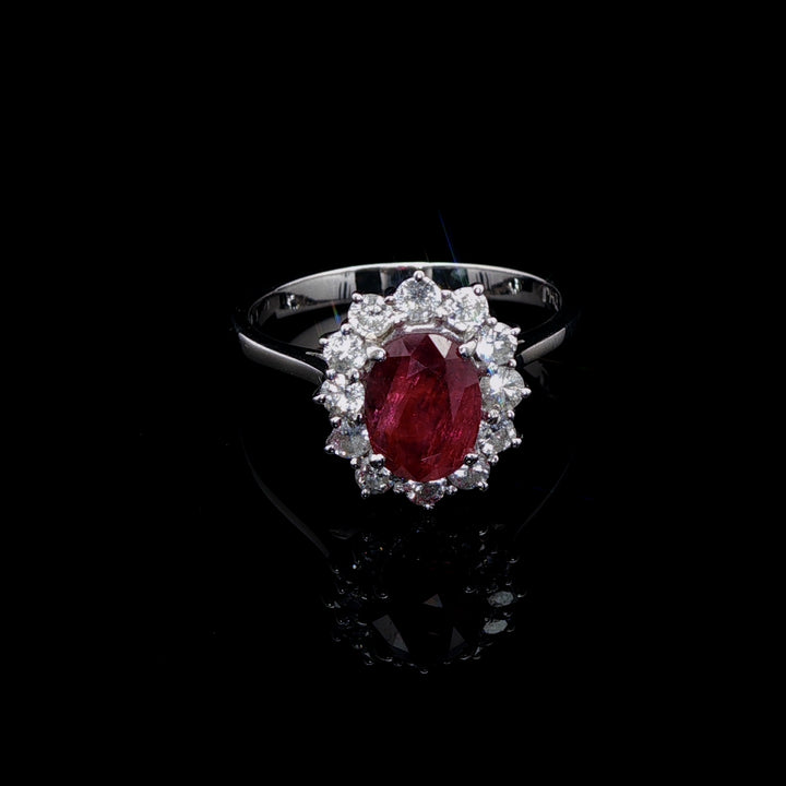 18ct White Gold 0.50ct Ruby and Diamond Cluster Ring