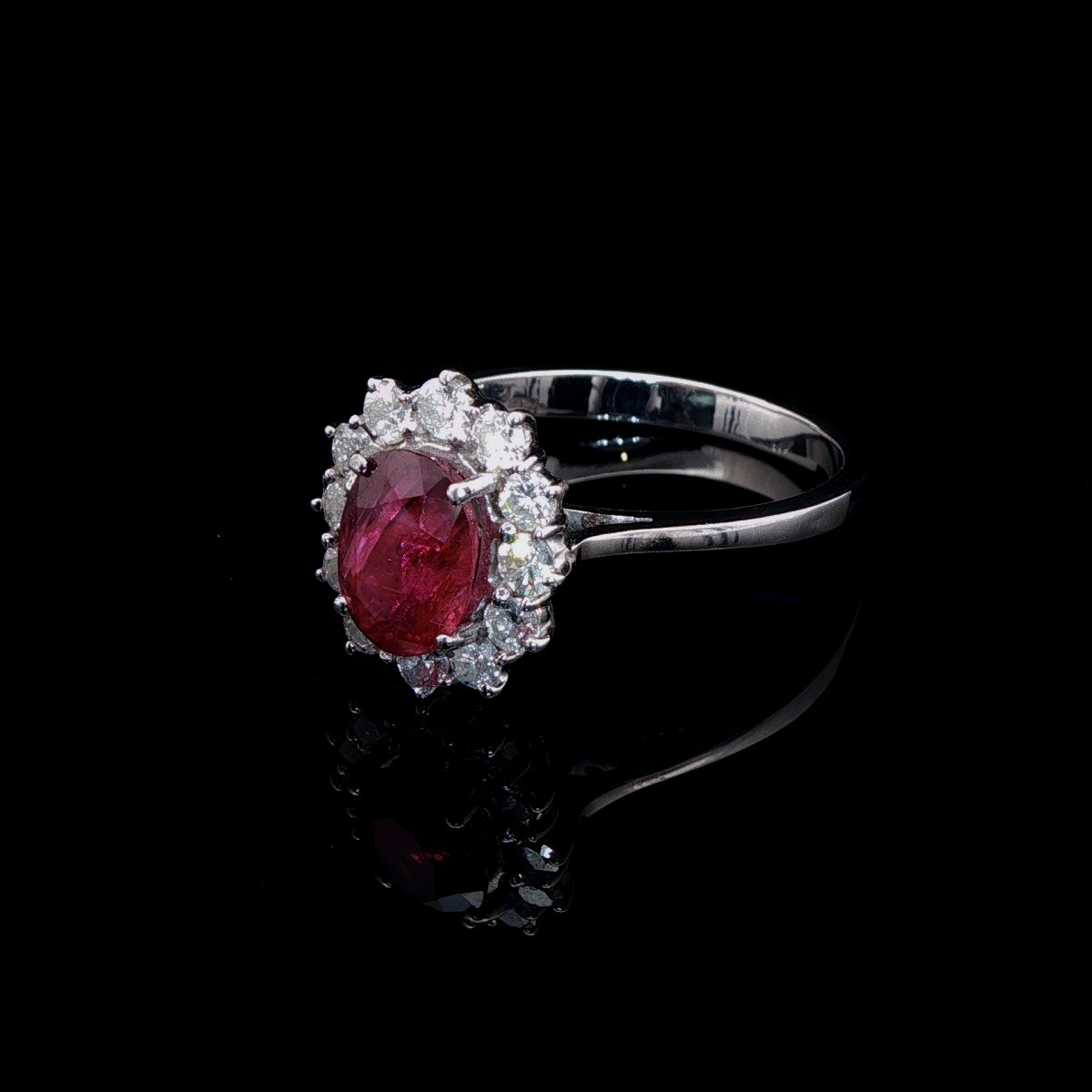 18ct White Gold 0.50ct Ruby and Diamond Cluster Ring