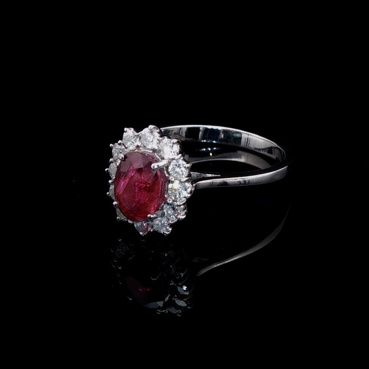 18ct White Gold 0.50ct Ruby and Diamond Cluster Ring