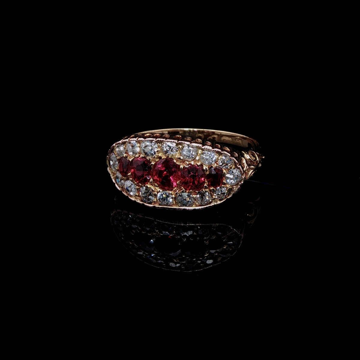 Antique Victorian 18ct Gold Ruby and Diamond Ring, Circa 1895, Chester