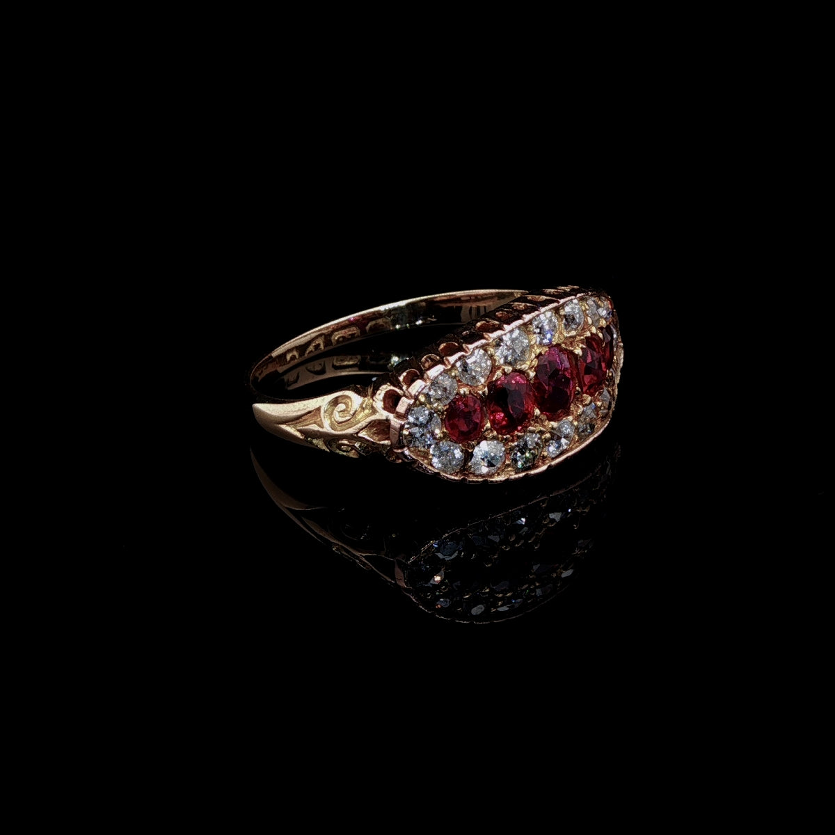Antique Victorian 18ct Gold Ruby and Diamond Ring, Circa 1895, Chester