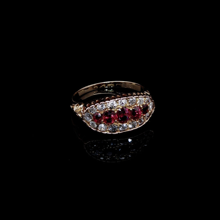 Antique Victorian 18ct Gold Ruby and Diamond Ring, Circa 1895, Chester