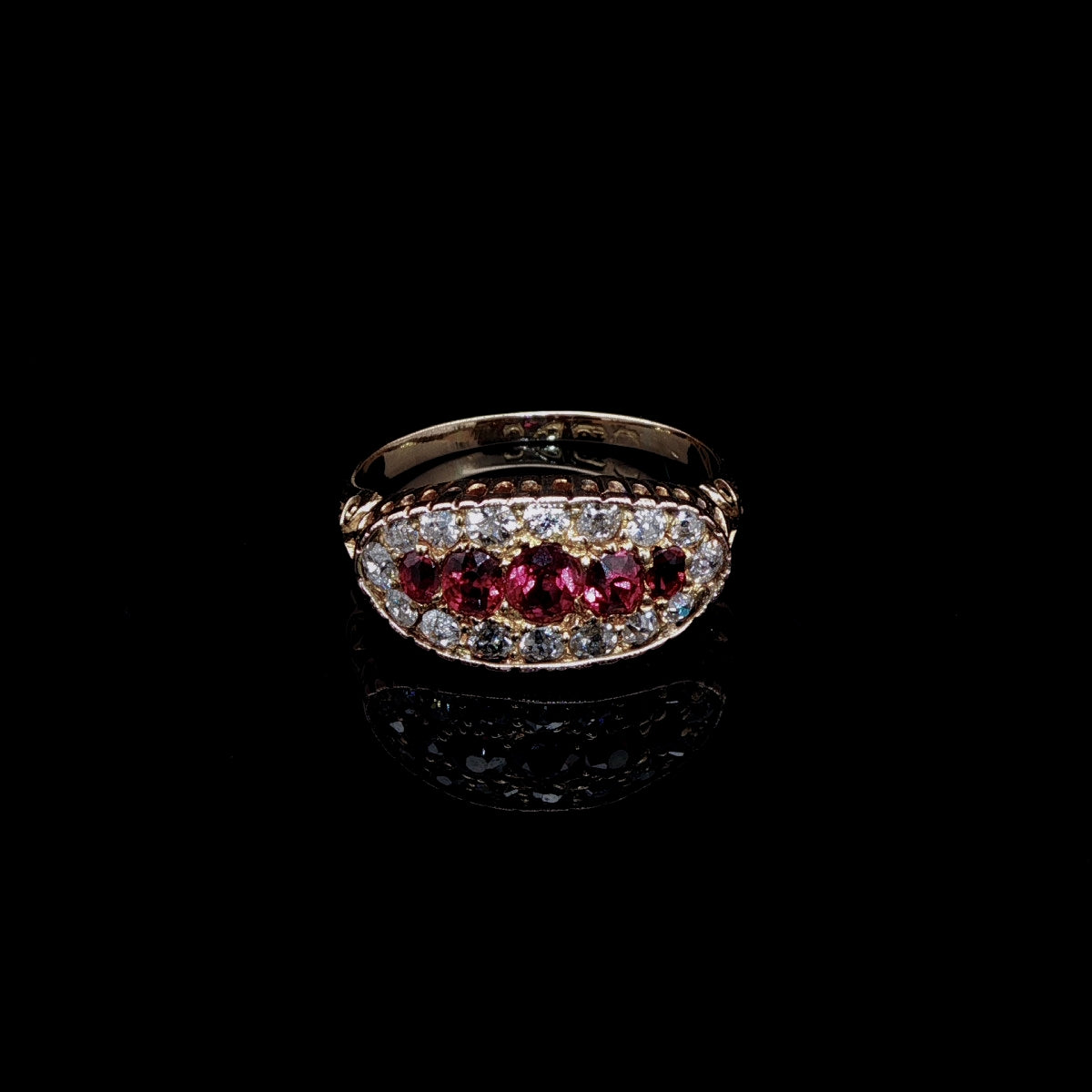 Antique Victorian 18ct Gold Ruby and Diamond Ring, Circa 1895, Chester