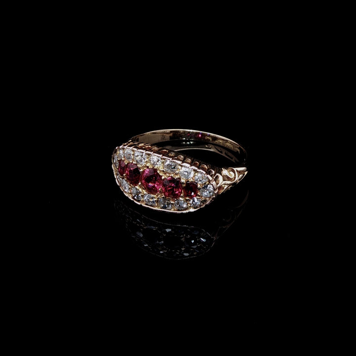 Antique Victorian 18ct Gold Ruby and Diamond Ring, Circa 1895, Chester