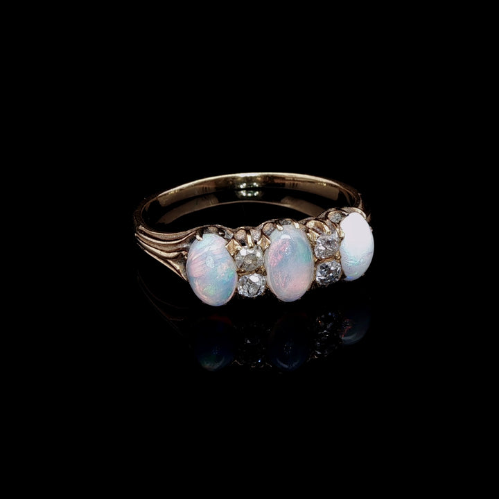 Antique Edwardian 18ct Gold Opal and Diamond Ring, Circa 1905