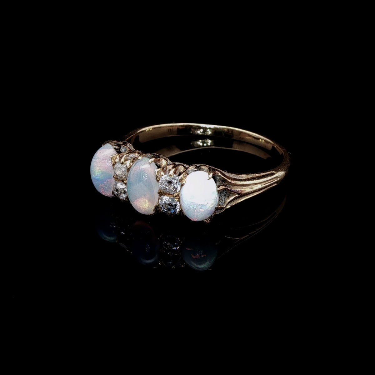Antique Edwardian 18ct Gold Opal and Diamond Ring, Circa 1905