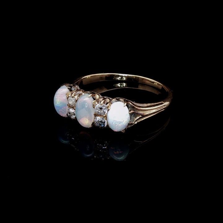 Antique Edwardian 18ct Gold Opal and Diamond Ring, Circa 1905