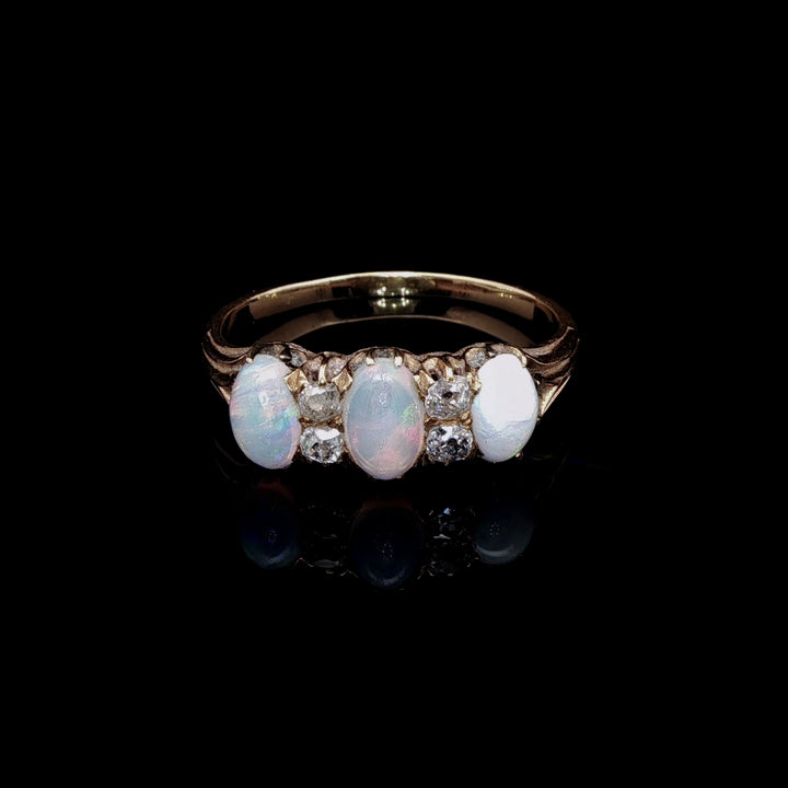 Antique Edwardian 18ct Gold Opal and Diamond Ring, Circa 1905