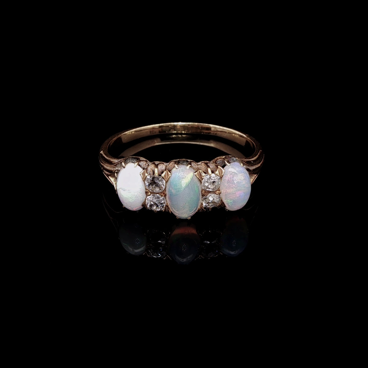 Antique Edwardian 18ct Gold Opal and Diamond Ring, Circa 1905