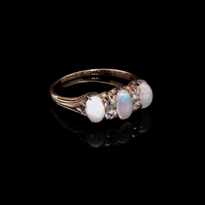 Antique Edwardian 18ct Gold Opal and Diamond Ring, Circa 1905