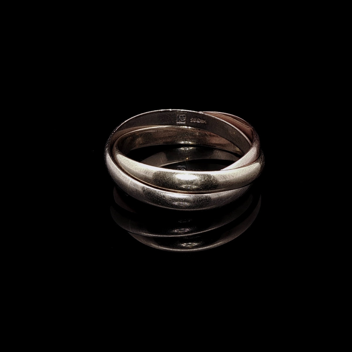 Vintage 14ct Rose, White and Yellow Gold Russian Wedding Band