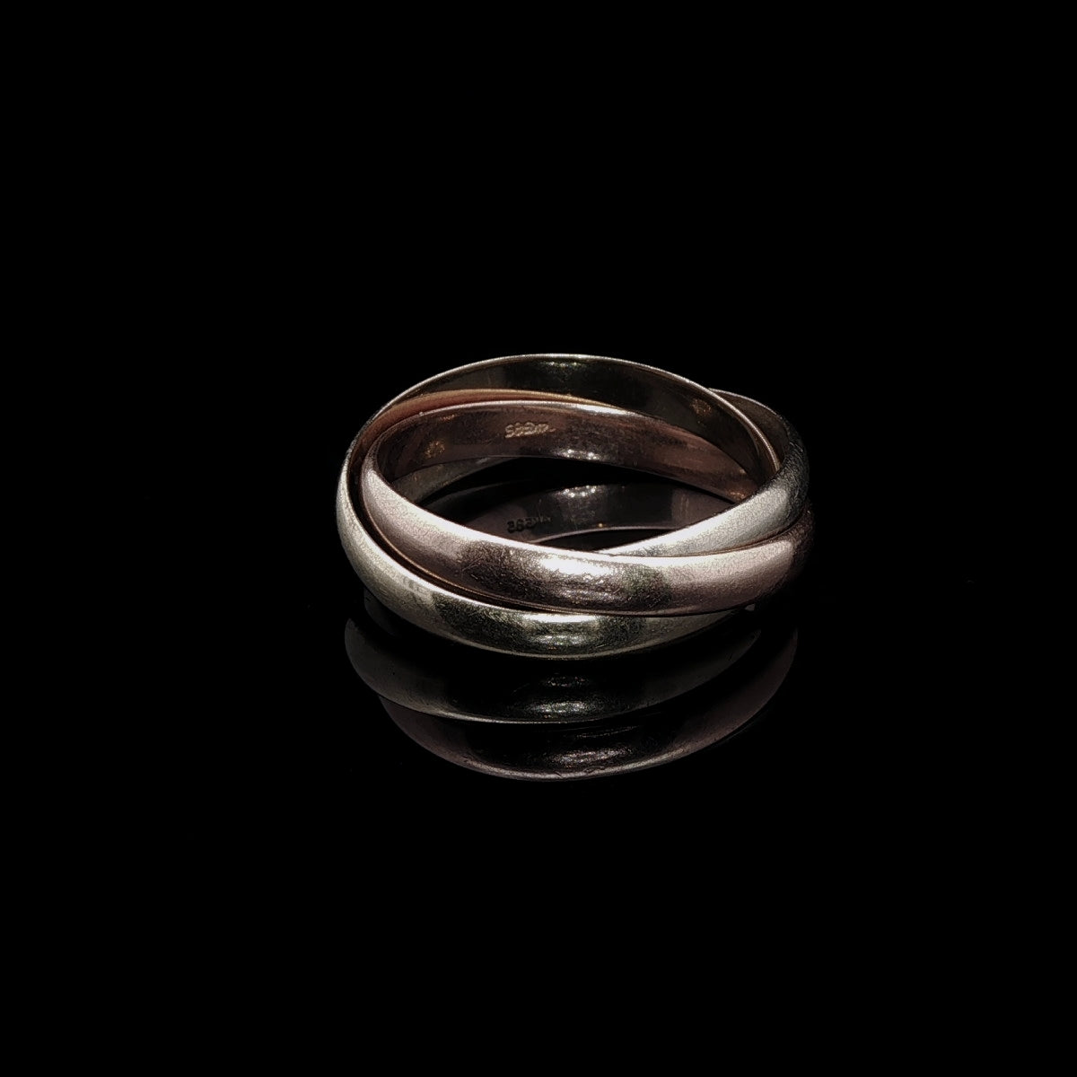 Vintage 14ct Rose, White and Yellow Gold Russian Wedding Band