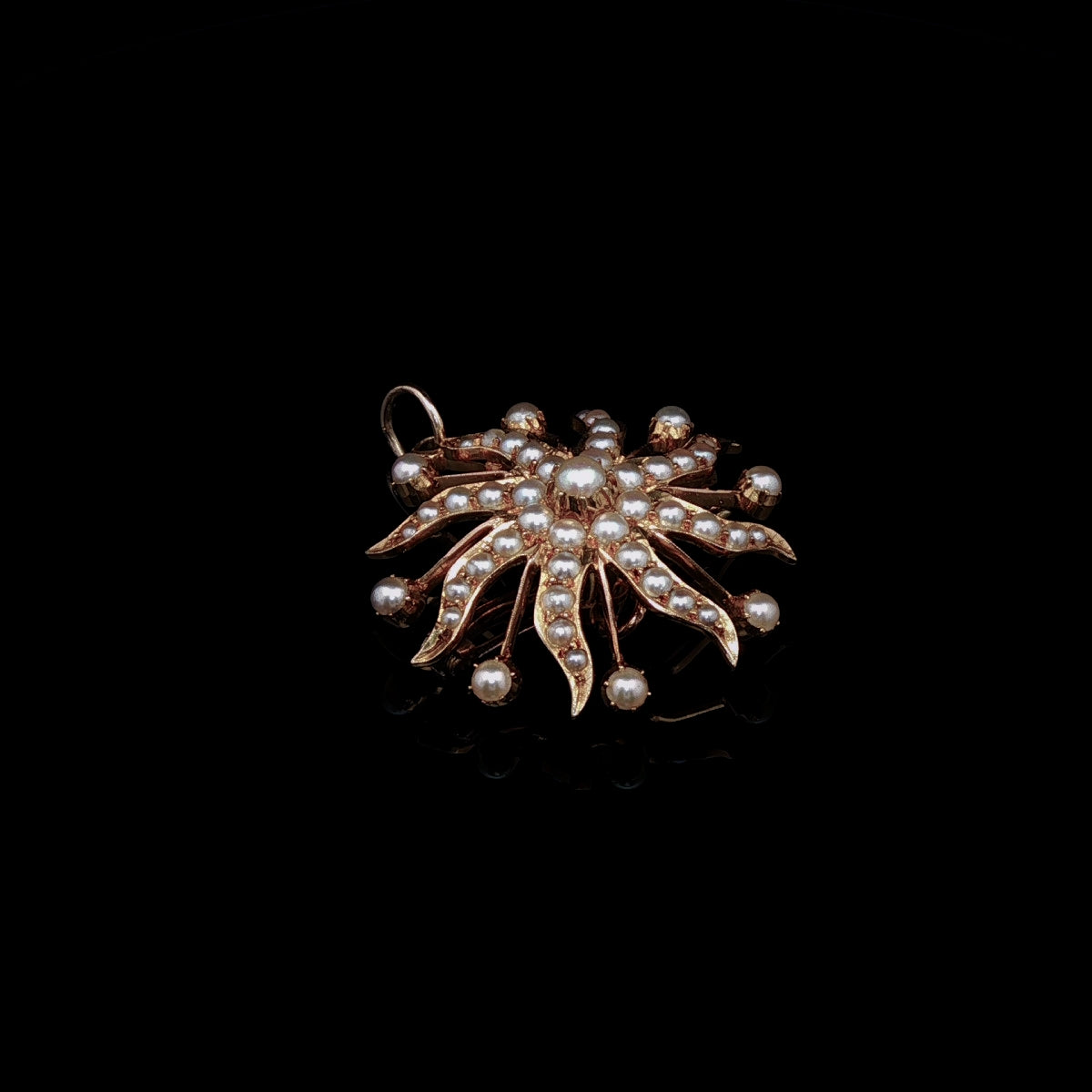 Antique Victorian 9ct Gold Pearl Floral Brooch/ Pendant, Circa 1875