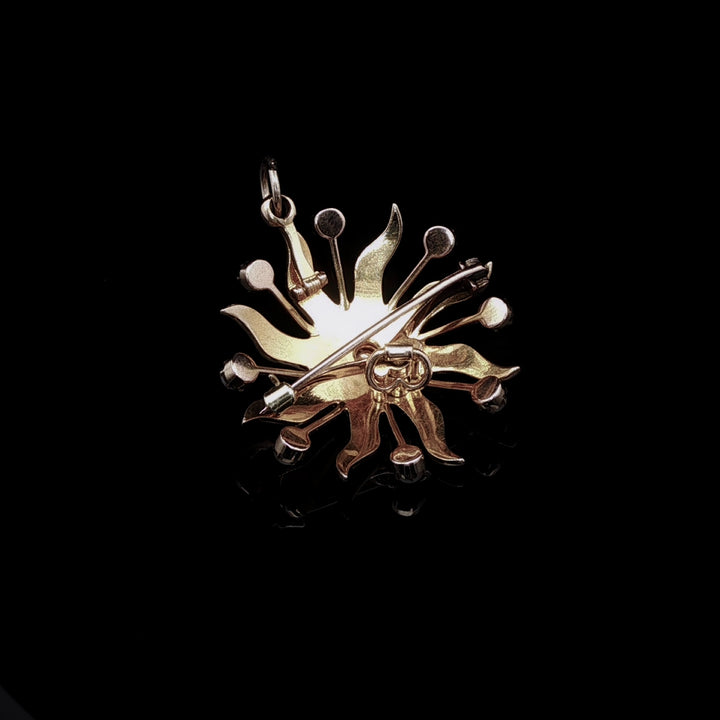 Antique Victorian 9ct Gold Pearl Floral Brooch/ Pendant, Circa 1875