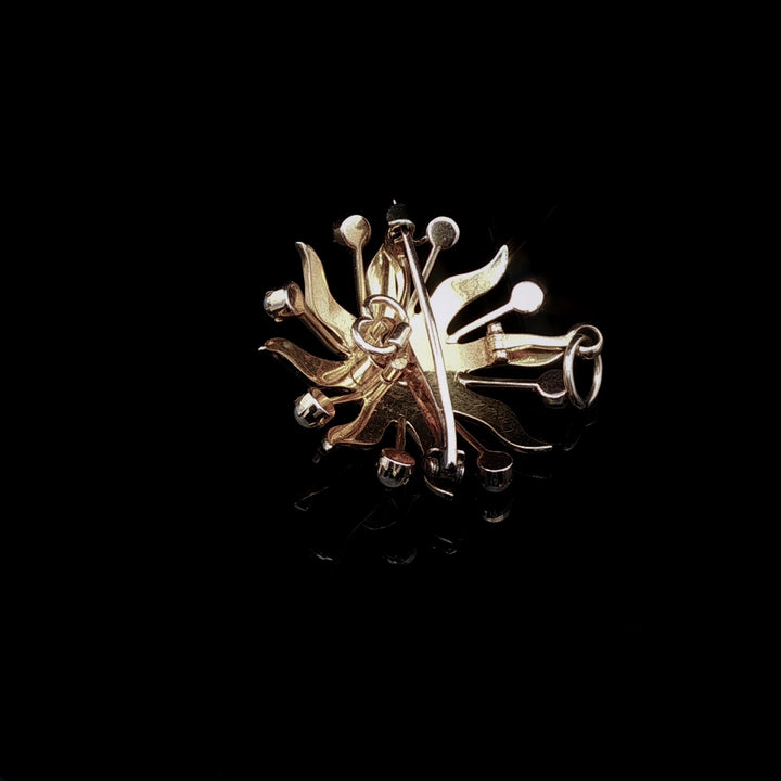 Antique Victorian 9ct Gold Pearl Floral Brooch/ Pendant, Circa 1875