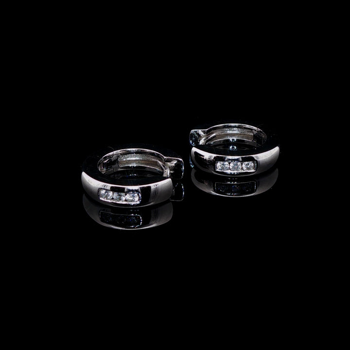 18ct White Gold Diamond Hoop Earrings, 0.30ct
