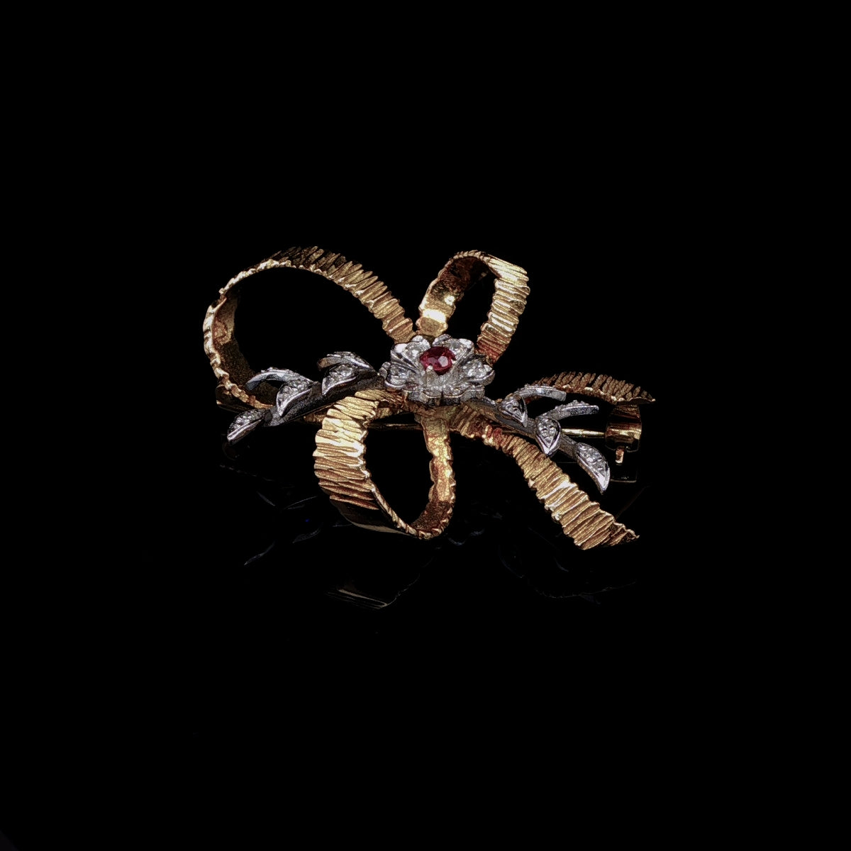 Vintage 18ct Gold Ruby and Diamond Spray Brooch by Cropp & Farr