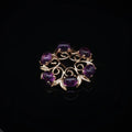 Vintage 9ct Yellow Gold Six Cabochon Amethyst Circular Brooch
