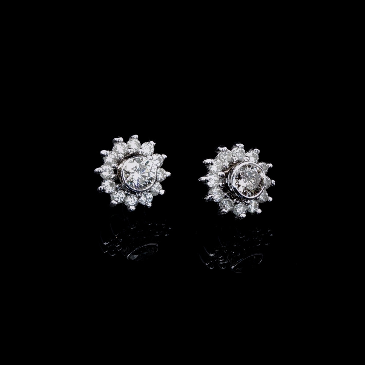 18ct White Gold Diamond Stud Earrings with Detachable Diamond Enhancers