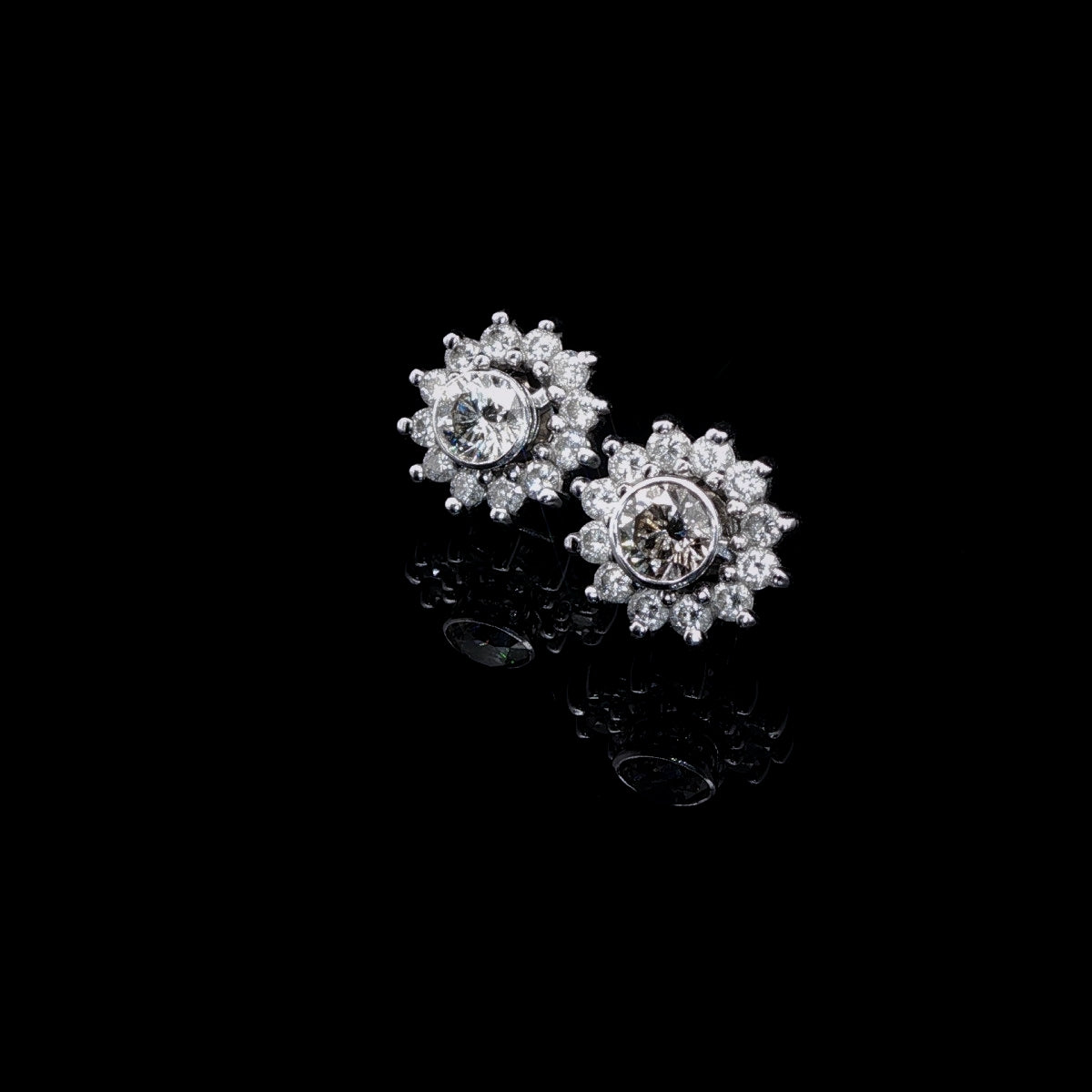 18ct White Gold Diamond Stud Earrings with Detachable Diamond Enhancers