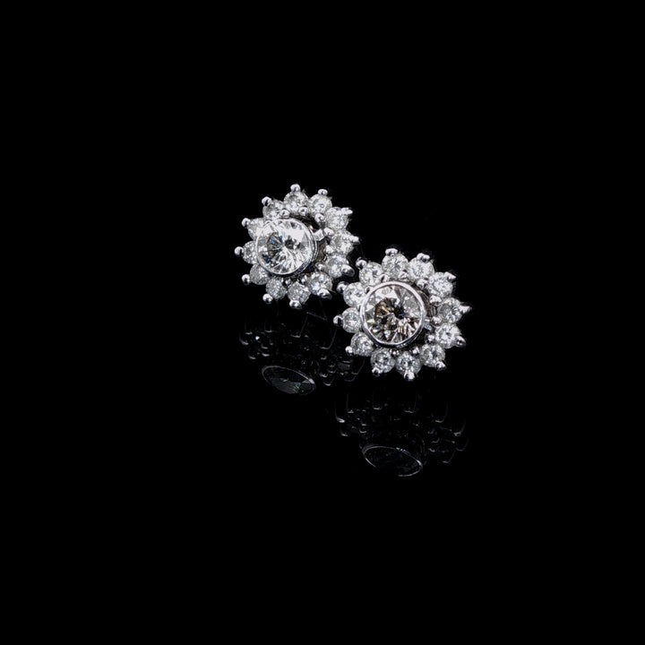 18ct White Gold Diamond Stud Earrings with Detachable Diamond Enhancers