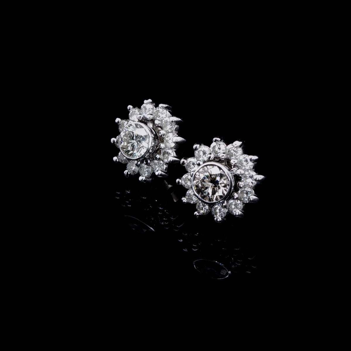 18ct White Gold Diamond Stud Earrings with Detachable Diamond Enhancers
